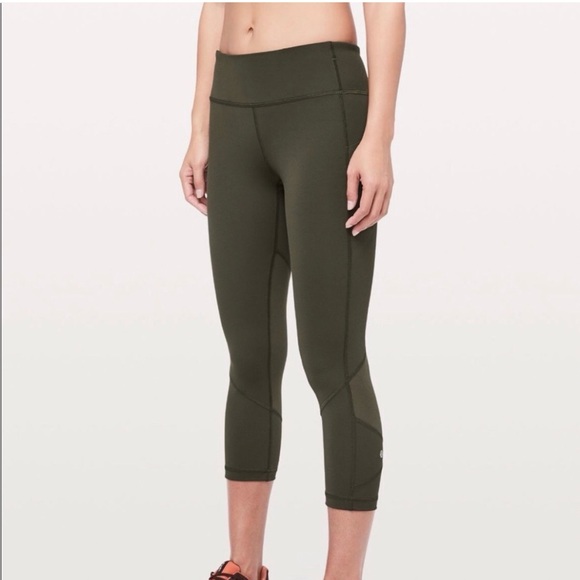 Lululemon Pace Rival Crop 22" #W6F41S, Olive Green. Size: 6 - Picture 2 of 8